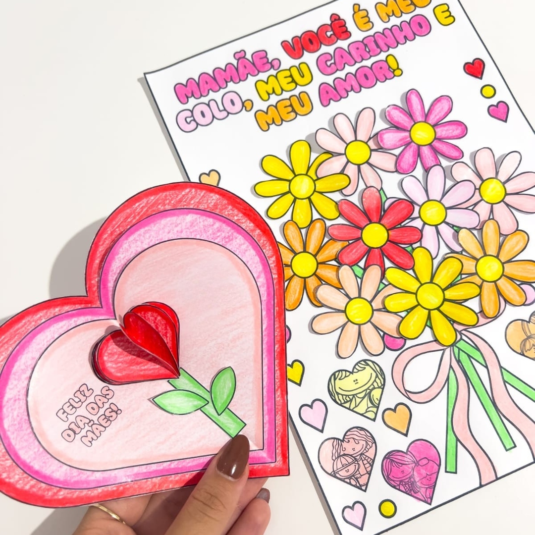 Cartões para Colorir Dia das Mães