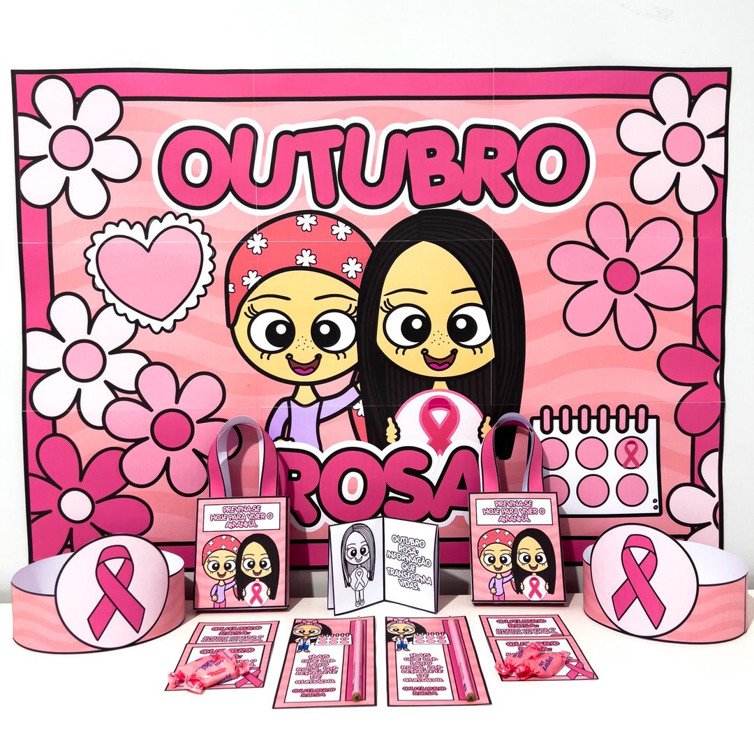 Kit Painel e Lembrancinhas Outubro Rosa