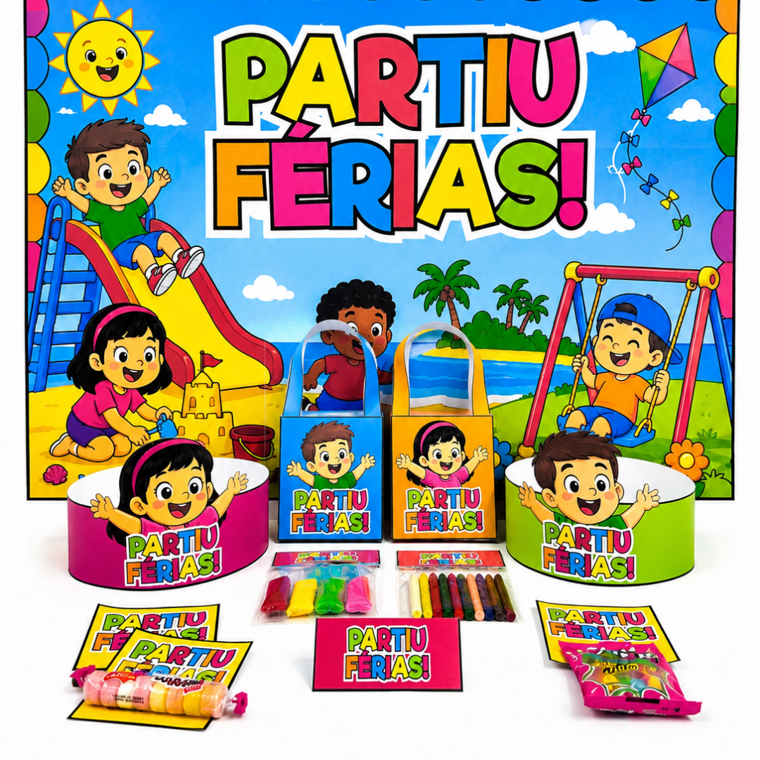 KIT PAINEL E LEMBRANCINHAS FÉRIAS
