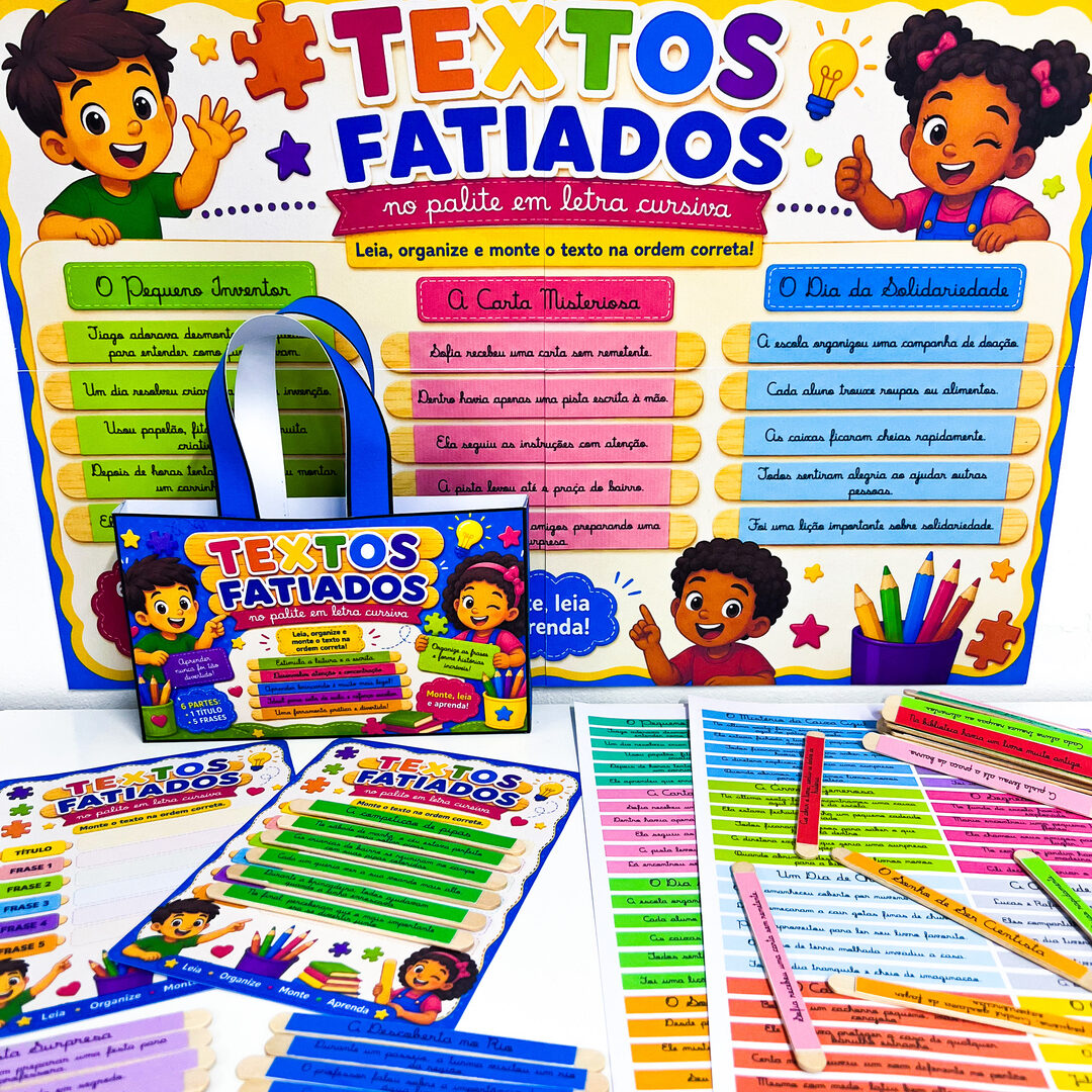 Textos Fatiados no Palito Letra Cursiva