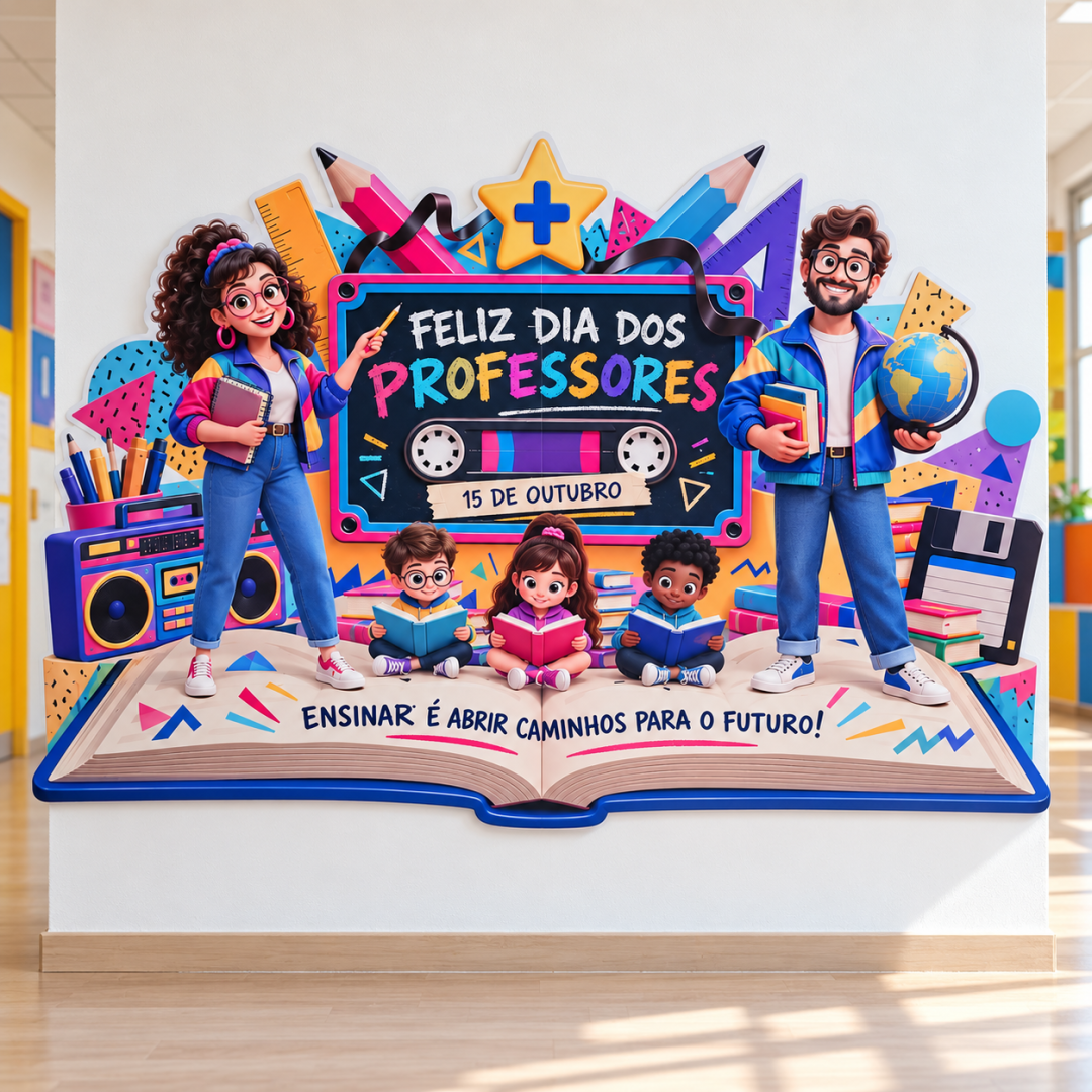 PAINEL RETRÔ ANOS 80 DIA DOS PROFESSORES